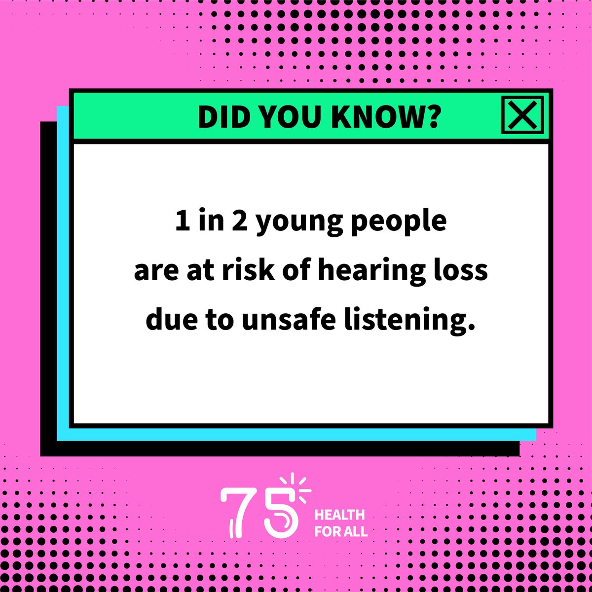 WHONigeria's tweet photo. #DidYouKnow
1 in 2 young people are at risk of hearing loss due to unsafe listening.
#WHOat75
#HealthForAll https://t.co/gHEAVRDoIE