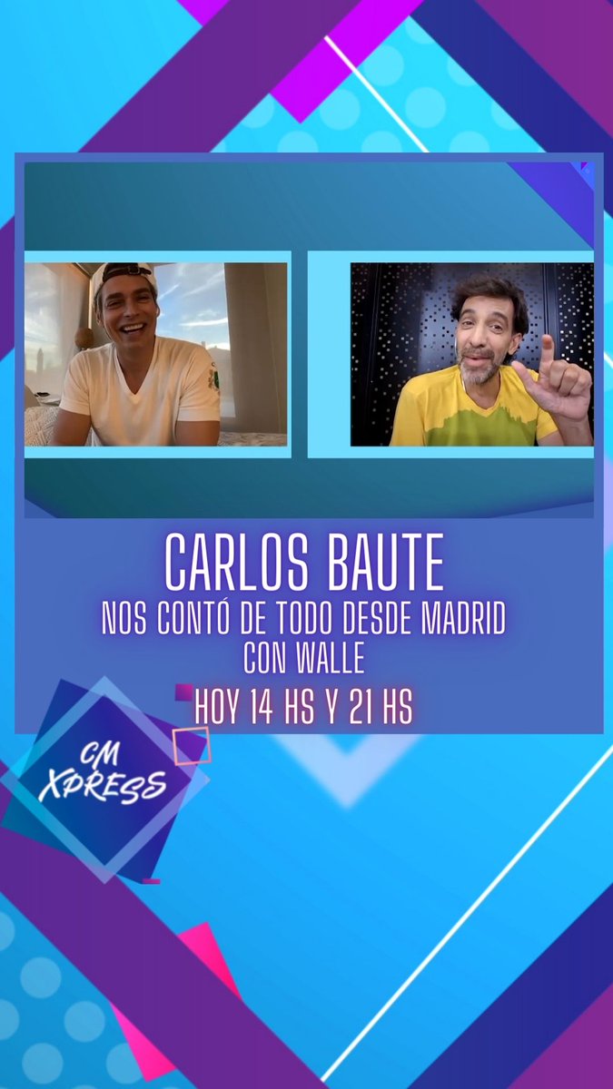 CMMUSICAOK's tweet photo. 😍¡HOY 14HS Y 21HS CM XPRESS!
🙌No te pierdas el mano a mano de Walle con Carlos Baute ¡hablaron de todo!
👉¡Miralo acá! https://t.co/HroDPgVVKj
#CmXpress #CarlosBaute #CMElCanaldelaMusica Carlos Baute https://t.co/zkOVZFplQT