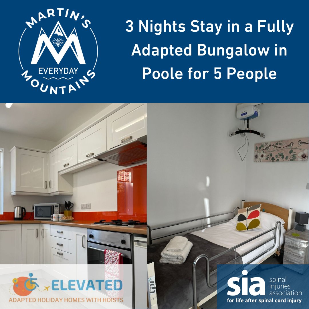 Treat yourself and up to four loved ones to a three night stay in a fully-adapted bungalow in Poole!

Hilda’s retreat is just a short drive to the bustling beaches and waterfront on the South Coast of Dorset.

Enter now FREE: spinal.co.uk/everydaymounta…