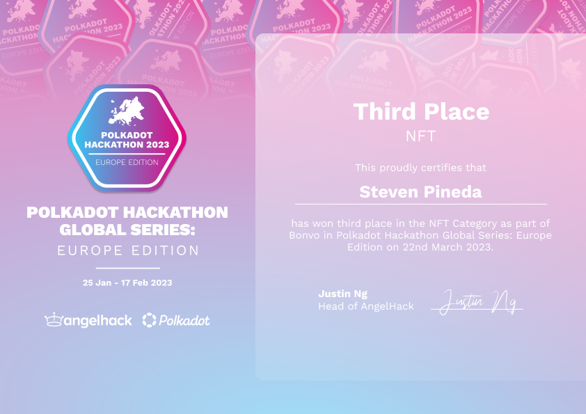 stoicdev0's tweet photo. 🧵 2 weeks ago I got, for the 3rd time, a 3rd place in a #PolkadotHackathon!🥉🥉🥉

As much as I aimed for a 1st place this time, it was an amazing Experience.

This time, I had the opportunity to pitch a project in the Global Series with @BonvoOficial (Short term rental dApp) https://t.co/iaJBCvGo9j