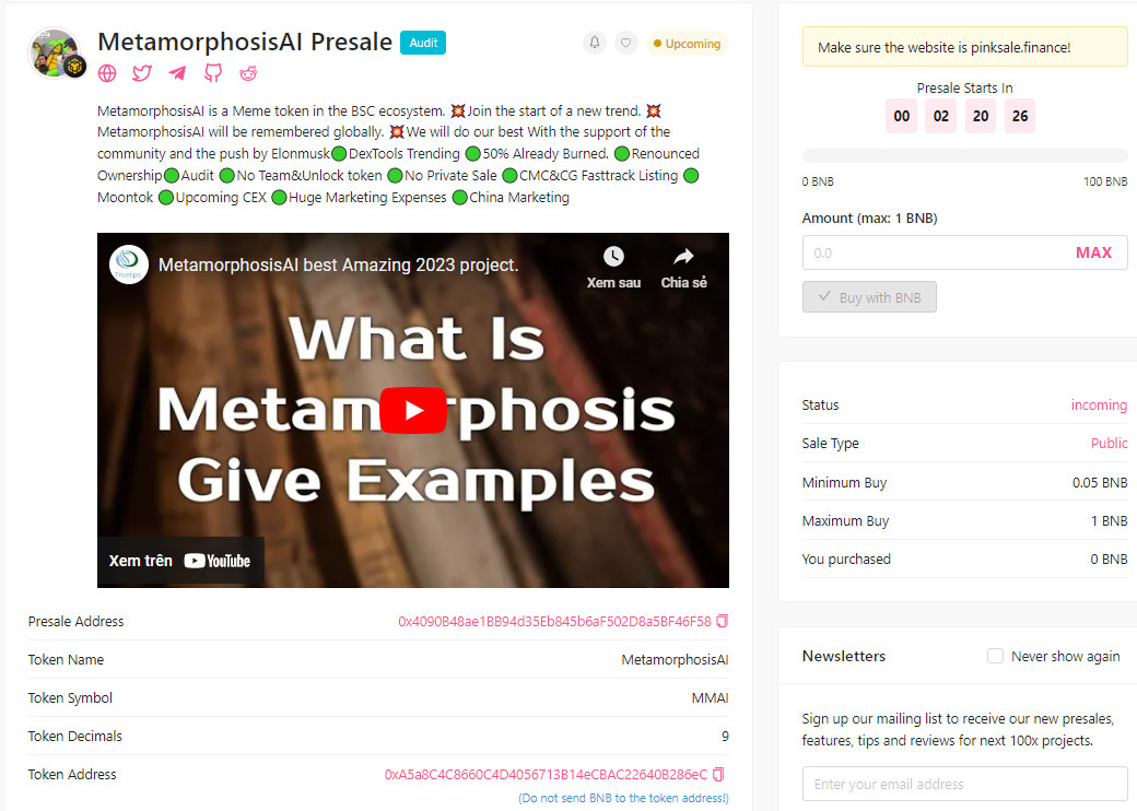 metamorpai's tweet photo. 🎯 MetamorphosisAI presale Countdown

📉 https://t.co/MhL04qB07v

👑 A Musk-inspired undertaking. We are making every effort to help the AI trend community.

Are you ready to join? 🎉 🎉 🎉

#metamorphosisai #ai #bsc #pinksale https://t.co/H22imUB3n9