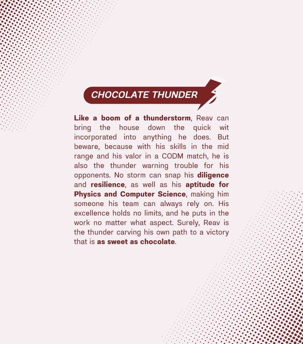 👑TALAGHAY THE CHAMPIONS👑 on Twitter "60 🎓 Reav Chocolate Thunder 🍫⚡"