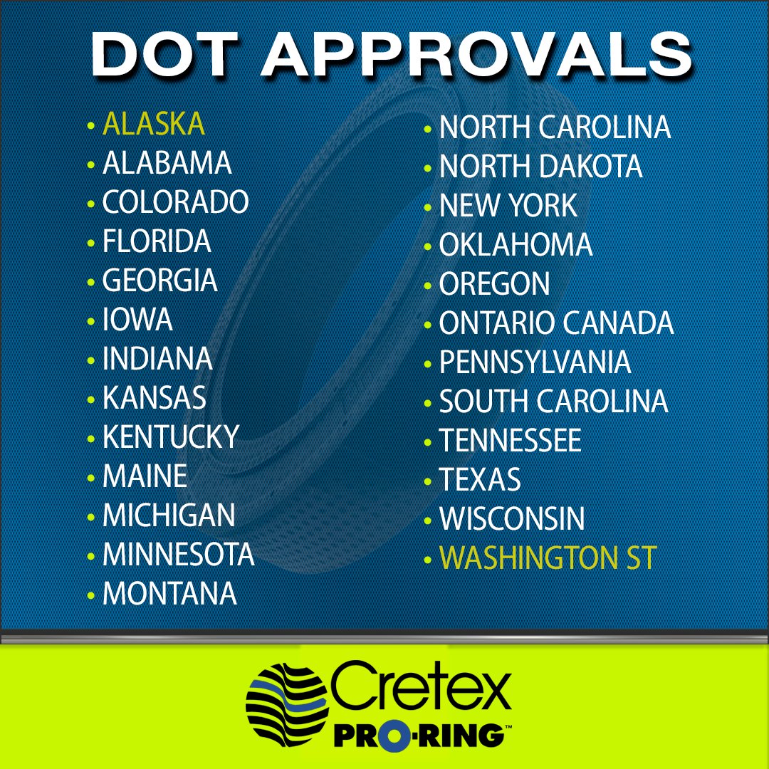 CretexSP's tweet image. True or False? The PRO-RING is DOT approved in 24 states, and Ontario. True! Our most recent DOT approval is Washington State. We received their approval in February 2023.

cretexseals.com/product/pro-ri… 

#infrastructure