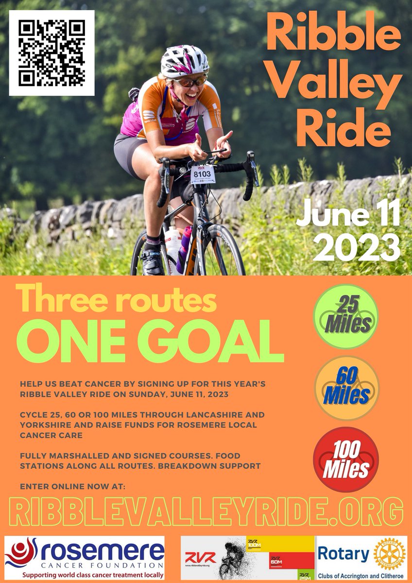 We've finalised the three routes for this year's Ribble Valley Ride: check out the 25, 60 and 100 miles courses here: ribblevalleyride.org/routes #cyclosportive #roadcycling #Lancashire