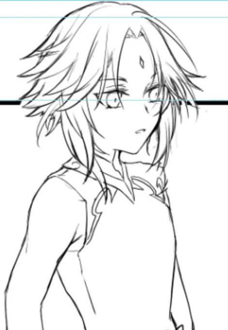 ラフ修正〜目もついでに描き直した 