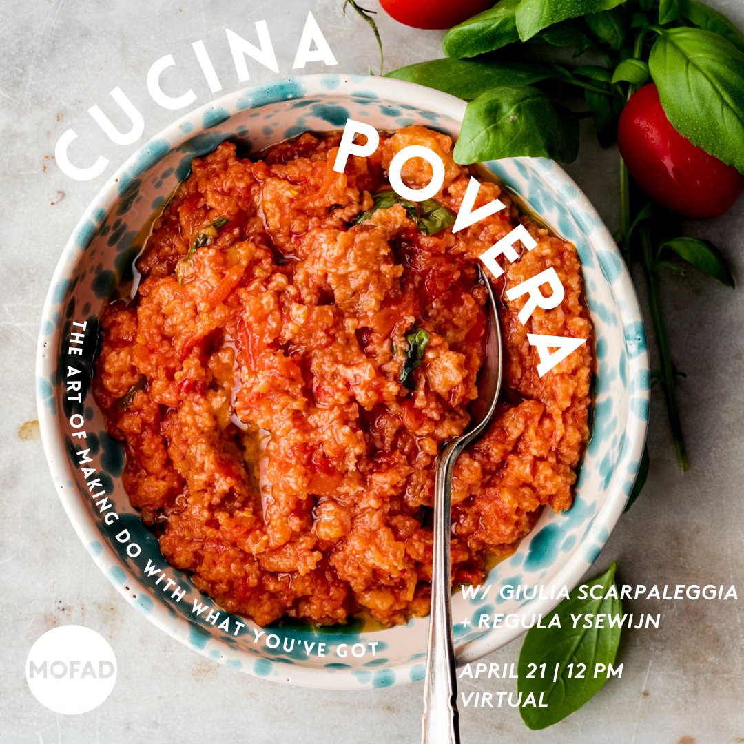 The Italians call it l’arte dell’arrangiarsi—the art of making do with what you’ve got. Join MOFAD for a virtual lunch hour on 4/21 w/ <a href="/JulsKitchen/">JulsKitchen</a> + <a href="/RegulaYsewijn/">Regula Ysewijn</a> featuring great culinary convo + a cooking demo! Order your book + get tickets: mofad.org/calendar/04142… <a href="/kalnyc/">Kitchen Arts & Letters</a>