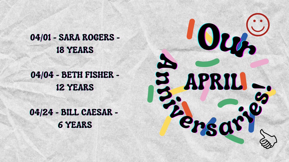 This is no April Fool's joke: Sara, Beth and Bill truly have been with us for a collective 36 years! Join us in wishing them all a happy work anniversary all April long! Thank you for contributing so much goodness to our AHIG and TIC families throughout the years. Cheers to you!