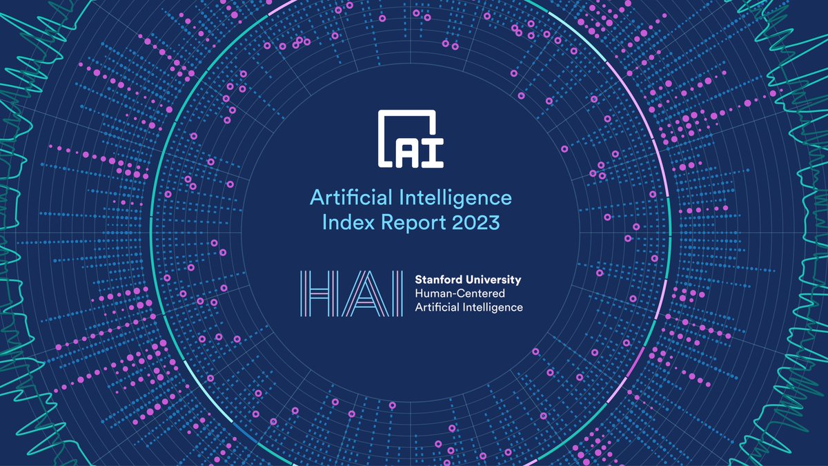 Just released! The #AIIndex2023 rounds up the latest trends in AI. This year’s report introduces more original data than any previous edition, a new chapter on AI public opinion, and more. Here are the top takeaways: ↘️ stanford.io/3m3gStO