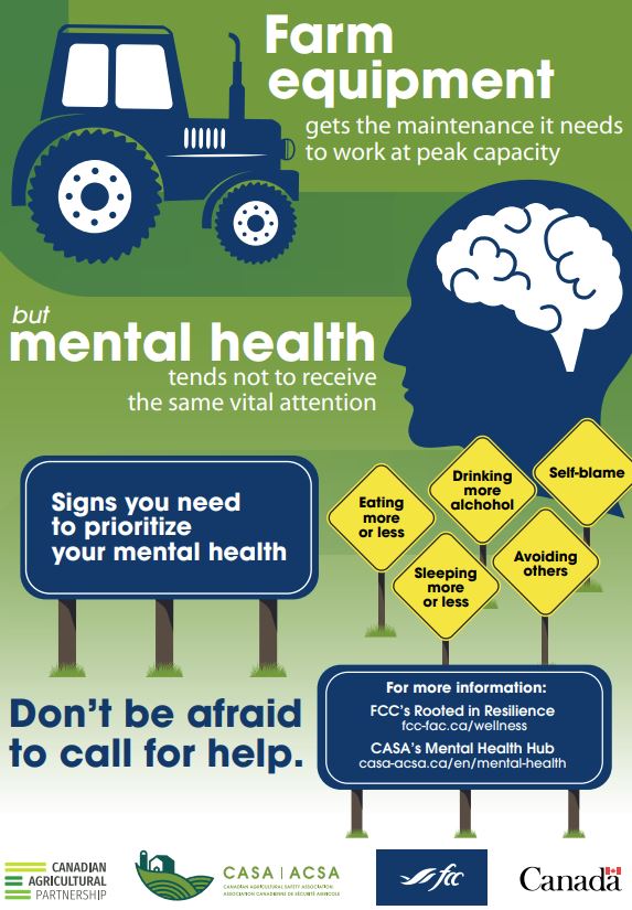 ICYMI: We collaborated with @FCCagriculture to create a helpful resource about the signs of stress and when to prioritize your mental health. Download your copy here: bit.ly/3KioKkS #CdnAgPartnership #FarmSafetyEveryday