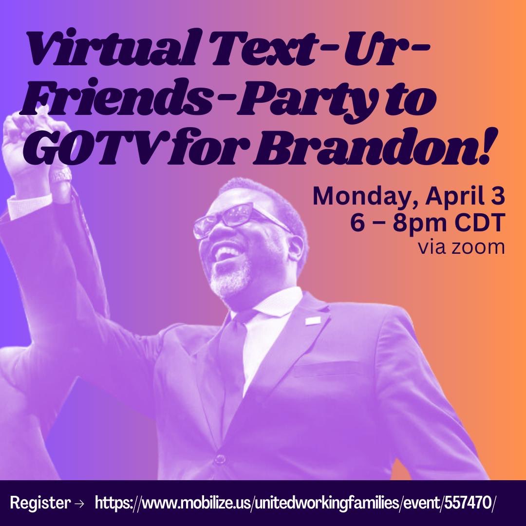 Students4Brand's tweet photo. GOTV with us tonight! https://t.co/6oR1NTK06l @Brandon4Chicago #BrandonIsBetter https://t.co/NNGbwt5Lc3