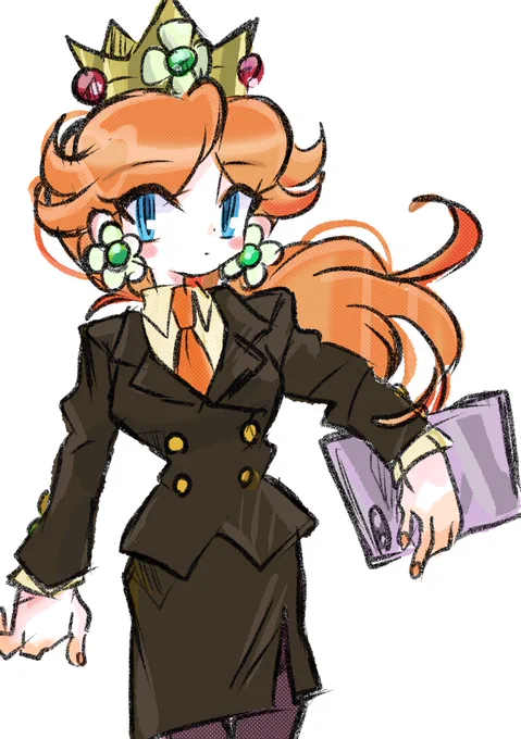 #PrincessDaisy #デイジー姫 #らくがき  #イラスト  #superMario ポニテ&amp;スーツでビシッと! 