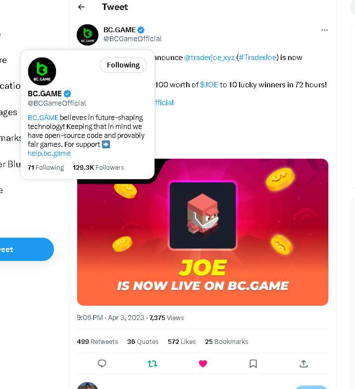 andreinoble's tweet photo. @BCGameOfficial @traderjoe_xyz @asabfb 
@hgk615 
@WARDELL416 
@IUBarstool 
@BobbyPoff 

Wish me luck!

#BCGAME #JOE https://t.co/BchYkVSY72