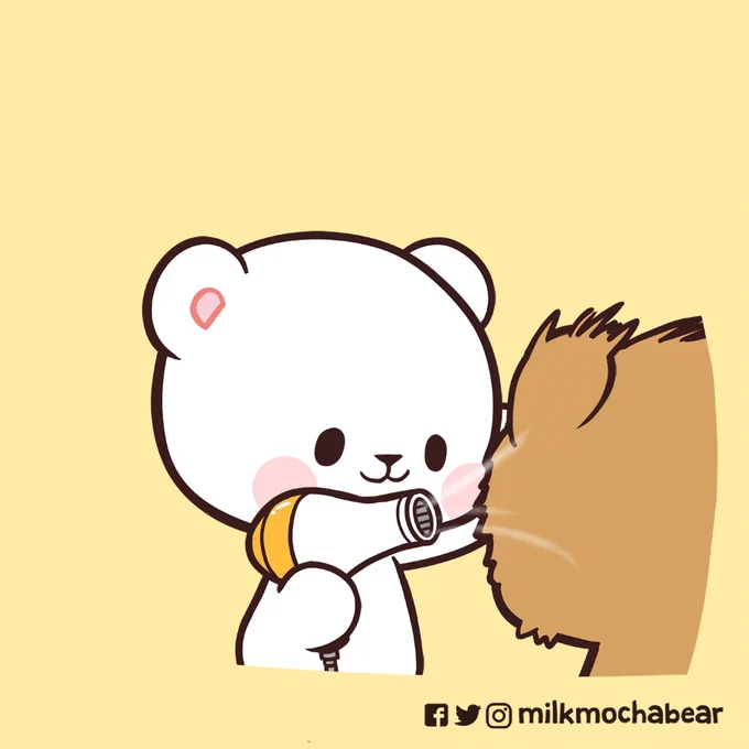 ---Feel free to mention someone who needs help to dry their hair~! #milkmochabear#milkandmocha 