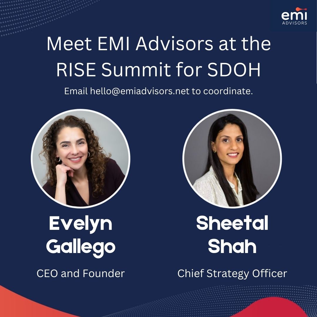 We’re at the @RISEhlth Summit on #SDoH!

Meet our team and connect with EMI’s CEO and Founder, @egallego, and Chief Strategy Officer, @SShah724. 

#datagovernance #wholepersoncare #interoperability #RISESDoH23