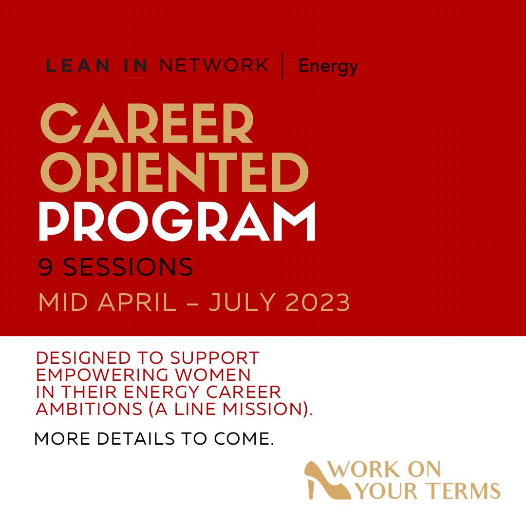 leaninenergy's tweet photo. Are you interested in a career oriented program for women in the energy industry?
#line partnered with #workonyourterms to develop this 9 session program on empowering women.
Stay tuned for more details.
#careerprogram #womenempowerment #energyindustry #ambitions #support https://t.co/RNb2YfSSAA