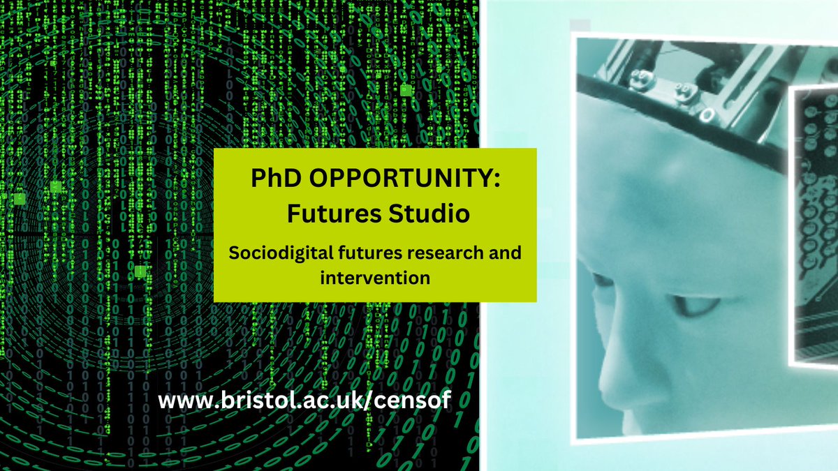 FUNDED PhD OPPORTUNITY (closing date 16 May 23): We are inviting UK applications for a funded 3 year PhD studentship linked to our Futures Studio: bristol.ac.uk/fssl/research/…. Pls share!