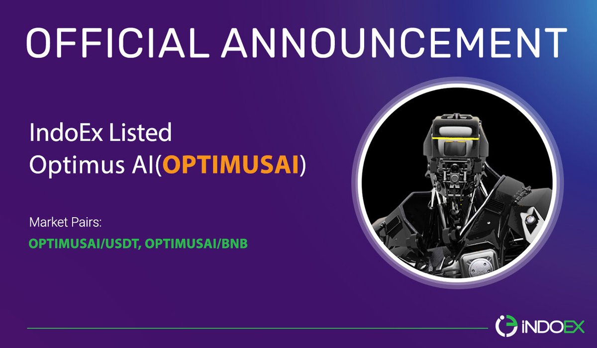 Indoex_LTD's tweet photo. Optimus AI (OPTIMUSAI)
Listed on Indoex
https://t.co/vt3Oyg5x8M
https://t.co/n00t3ae9Wi
Website: https://t.co/HSb1KzmWx5
twitter: https://t.co/FJj8URxKcv
TG: https://t.co/JwWWpSFmVx
Visit: https://t.co/QZA9JUjpxb
Follow us on: https://t.co/7Po3C2eCnT
@Optimus_AI_BSC https://t.co/JMySr0fSE1