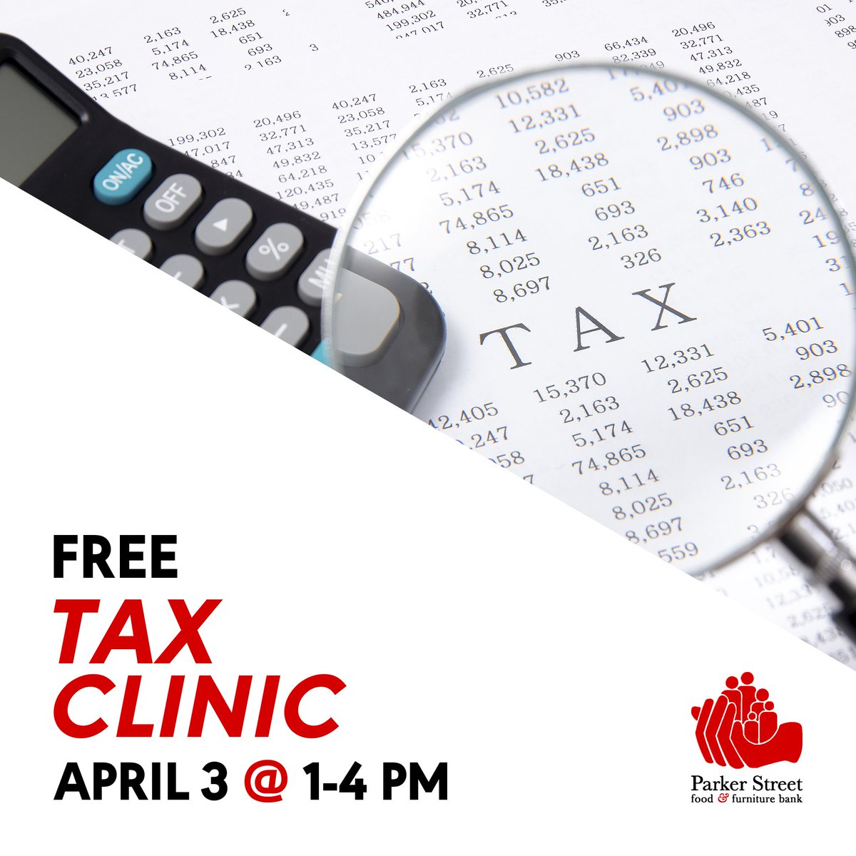 IT’S THE LAST DAY OF OUR TAX CLINIC. Tax season is back, but have no fear, so is Parker Street’s free pop-up tax clinic! Eligible taxpayers can visit us at 2415 Maynard St today, April 3, from 1-4 PM to have their taxes done on site. More info: bit.ly/3mngndJ
