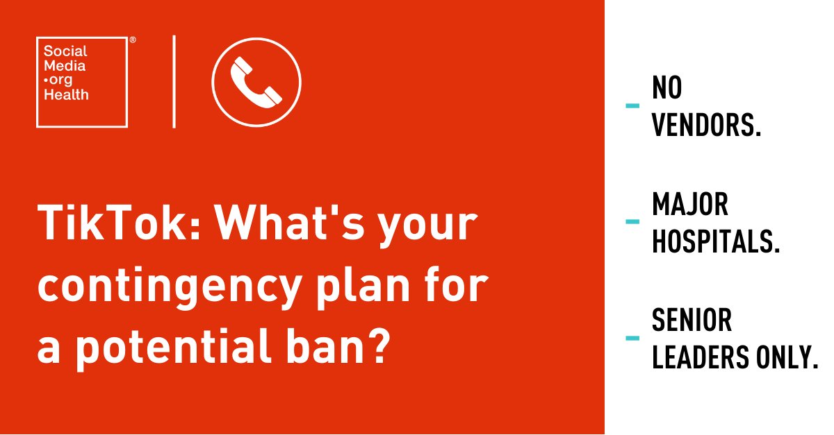 As a member of #SMOHealth, you never have to navigate the uncertainty that comes with running your hospital’s #socialmedia presence alone. Listen to our call from last week to avoid feeling caught off-guard by the latest developments with #TikTok: wom.us/3McW0eu