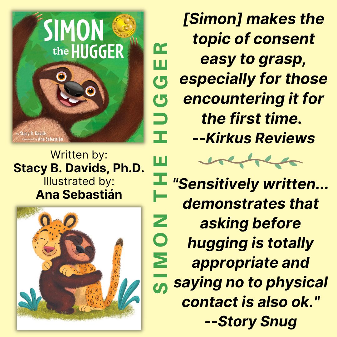 Sharing this lovely graphic re: my consent #picturebook, SIMON THE HUGGER, illus by <a href="/ana_sebastian_/">anasebaspueyo@gmail.com</a>! #kidlit #SEL 🦥💚 @NaomiJKrueger <a href="/BeamingBooksMN/">Beaming Books</a> <a href="/Lynnette_Novak/">Lynnette Novak, Literary Agent</a> <a href="/seymouragency/">The Seymour Agency</a>