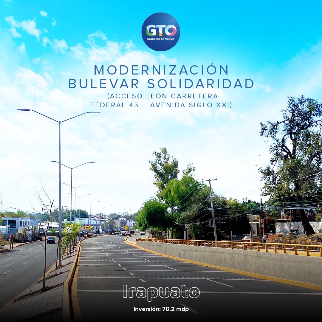 obragobgente's tweet photo. #PostalesSICOM

Modernización Bulevar Solidaridad (Acceso León Carretera Federal 45 - Avenida Siglo XXI). 

#JuntosConstruimosGuanajuato https://t.co/VJ0KRC4FiP