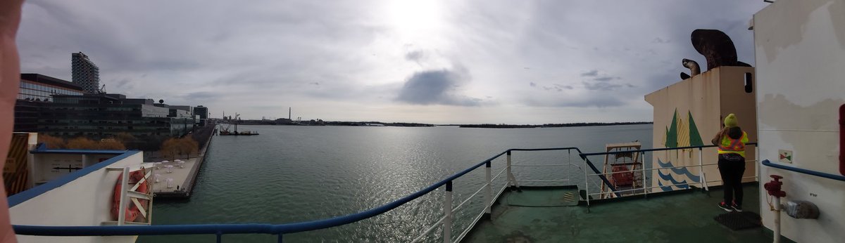 Humbledore's tweet image. Views from the bridge of the MV Andean in Toronto Harbour today. Top hat ceremony 2023. #perq #Redpath @portstoronto #TorontoHarbour #MVAndean