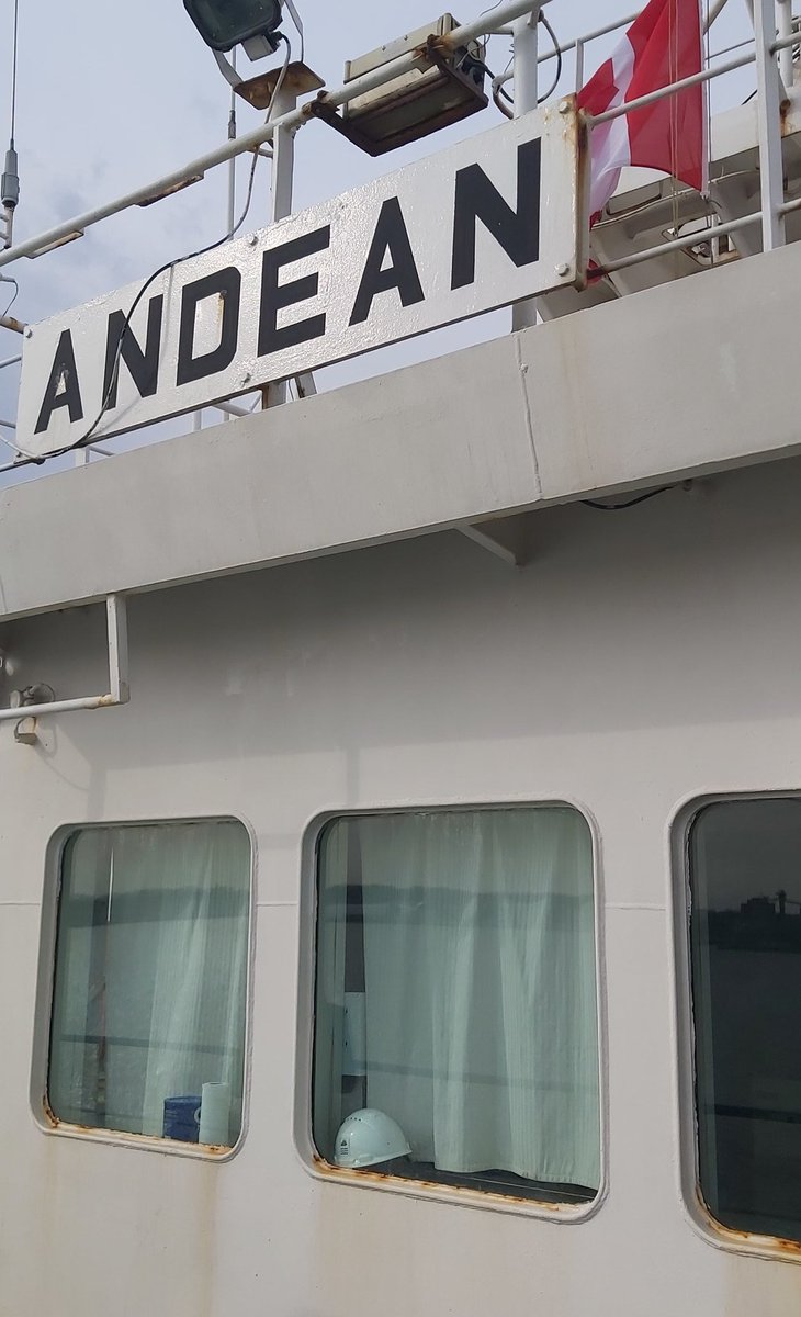 Humbledore's tweet image. Views from the bridge of the MV Andean in Toronto Harbour today. Top hat ceremony 2023. #perq #Redpath @portstoronto #TorontoHarbour #MVAndean