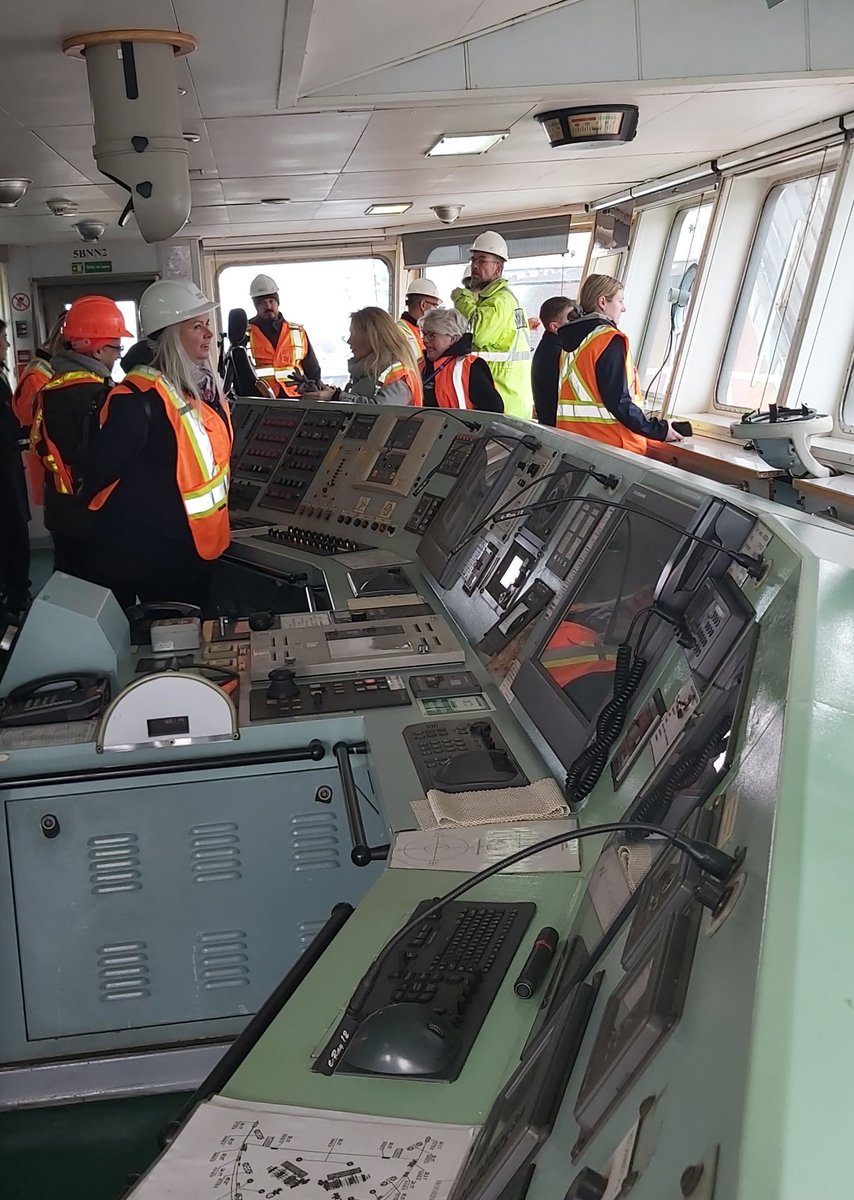 Humbledore's tweet image. Views from the bridge of the MV Andean in Toronto Harbour today. Top hat ceremony 2023. #perq #Redpath @portstoronto #TorontoHarbour #MVAndean