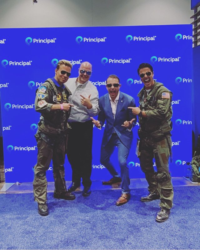 KJGAuthor's tweet photo. Just hanging out with my wingmen Maverick and Ice Man 🛩️🛳️in #sandiego #napa401ksummit #topgun https://t.co/7TdHWMiD6K