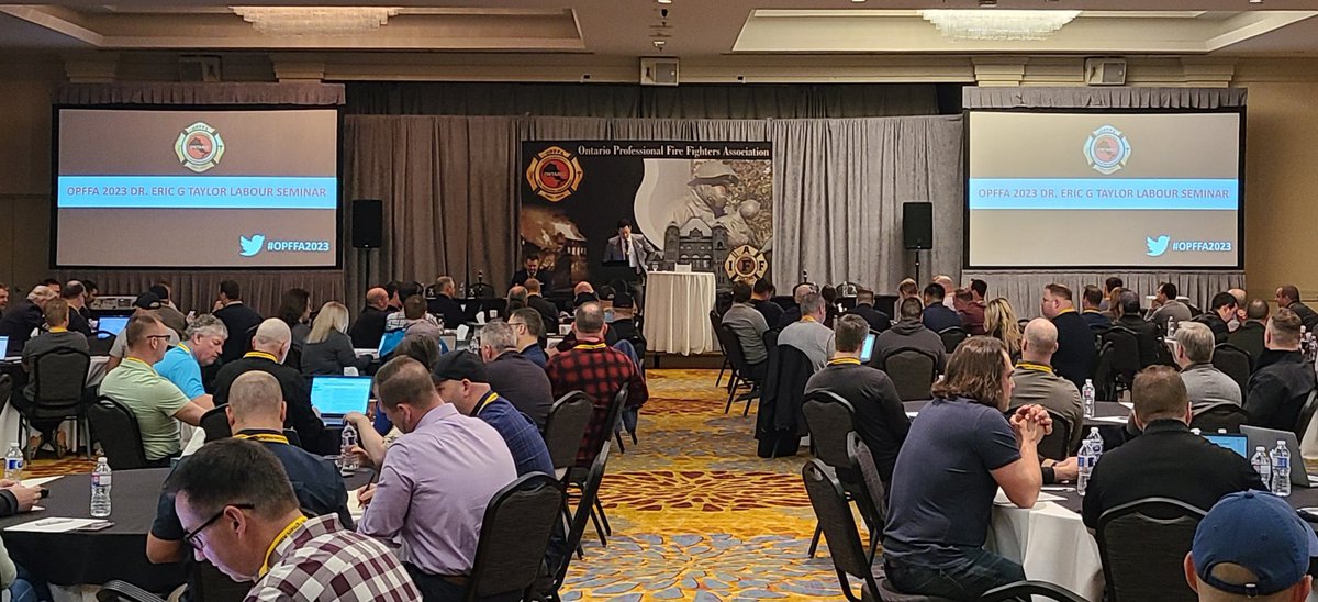 Sarnia Firefighters Executive and Committee members attending the #OPFFA2023 Dr. Eric G Taylor Labour Seminar this week. Looking forward to a great week with over 250 attendees from locals all across the province and to bring valuable information back to our membership!