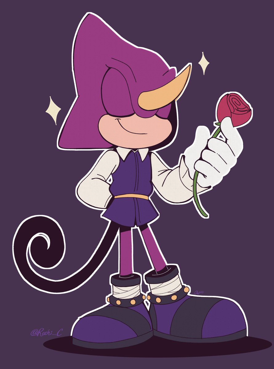 Rechi_C's tweet photo. The Poet 💜
The Comedian 💛
and The Photography Student 🧡

Wanted to make some MoSTH designs for Charmy and Cream, as well as draw Poet Espio oh yeah XD 

#TheMurderOfSonicTheHedgehog #SonicTheHedgehog #sonicfanart #sonicart https://t.co/AYP192yGJS