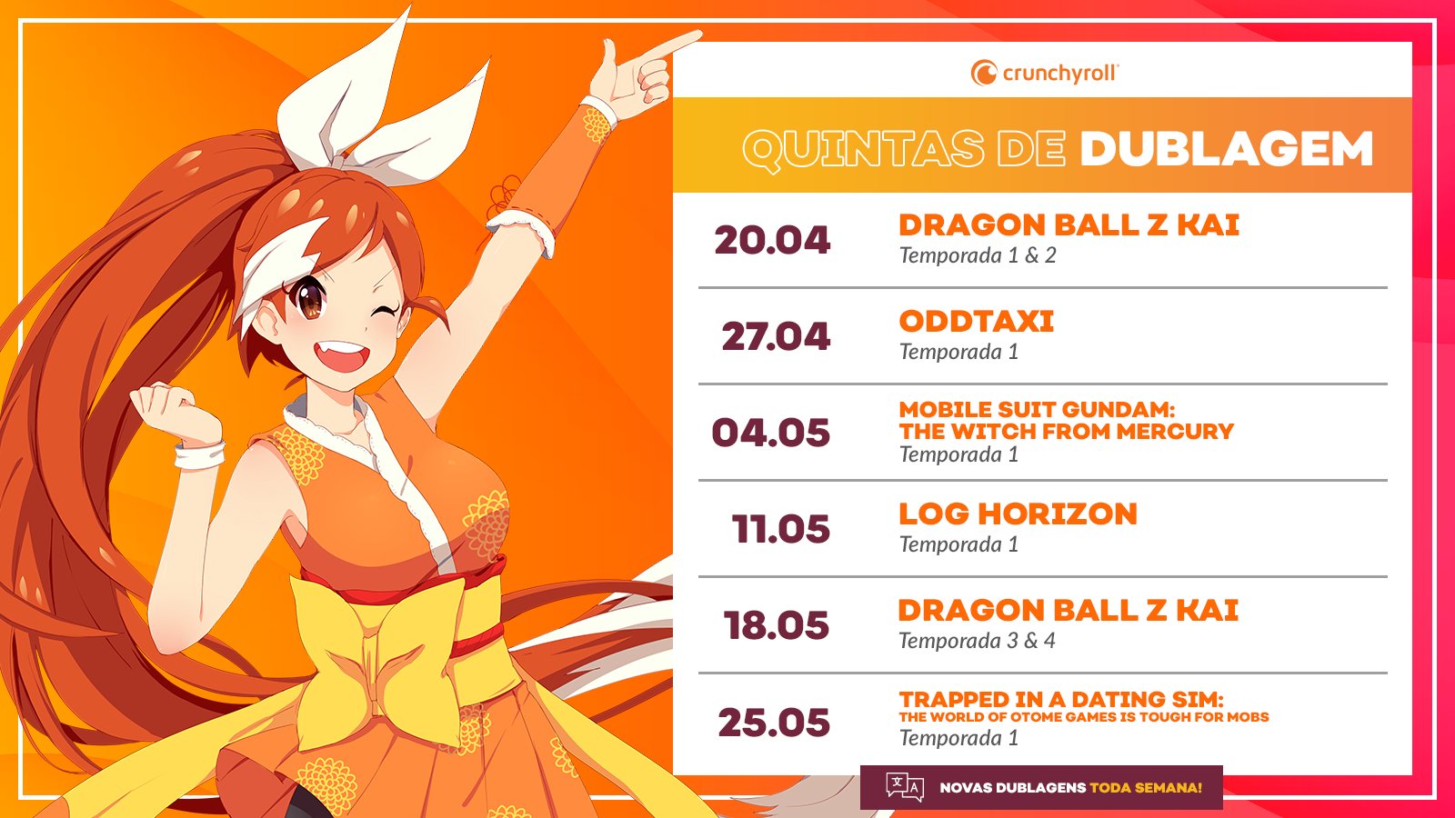 Crunchyroll Brasil ✨ on X: As Quintas de Dublagem estão aqui