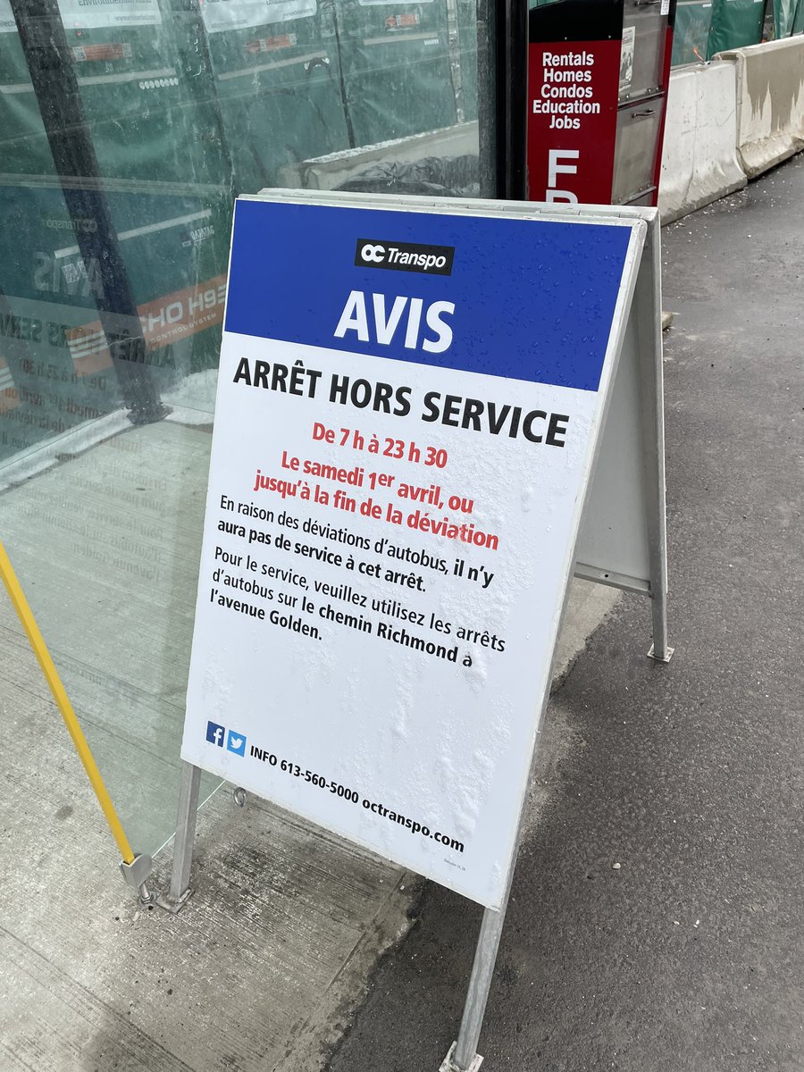 StacyWakeford's tweet photo. @OCTranspoLive why are there signs at Dominion Station saying “stop not in use” when it clearly *is* https://t.co/JRZScasNJl