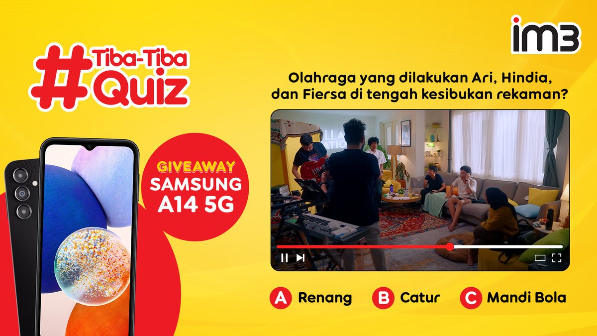 indosatim3's tweet photo. Jawab quiz ini dan dapatkan Samsung A14 5G!

Clue-nya 👇🏻
https://t.co/LG3oDKb5MH

Caranya:
- RT &amp; like postingan serta tag 3 teman kamu
- Jawab dengan #TibaTibaQuiz #SerunyaSilaturahmi

Reply sebanyak-banyaknya sampai 7-4-2023! Good luck 🤩

S&amp;K: https://t.co/h1NAYB4K5u https://t.co/QApwPROACQ