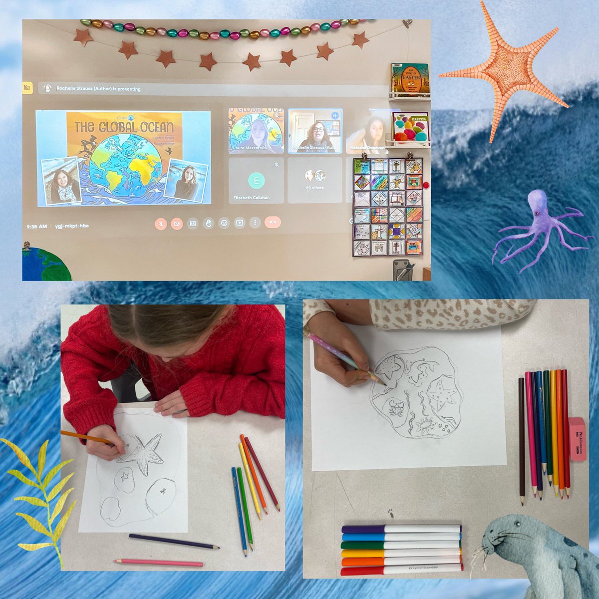 The Global Ocean Redaloud, Author Meet, & Guided Drawing. So much fun! #ocsbEarth Month,  #ocsbArts 🌊🐟🌎