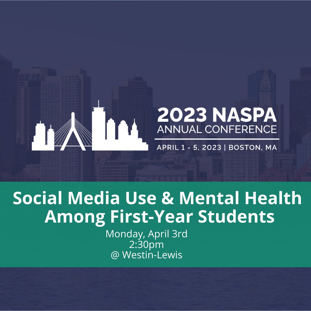 Join @MJStebleton and me for our session about social media & first-year student mental health! Sharing original research and discussing how digital connections influence belonging. #NASPA23