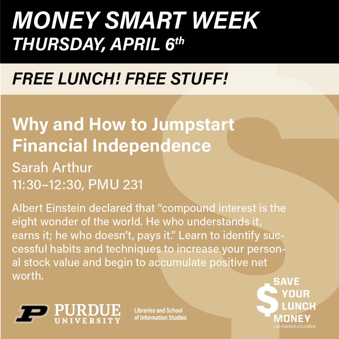 PurdueBusiness's tweet photo. We know you're smart, But are you Money Smart? 💰

Learn from experts like #PurdueBusiness alumni Young Lee and Sarah Arthur. And, of course, get free lunch.

Join in all week: https://t.co/X91KN3MWTA https://t.co/TB5ws8QjpT