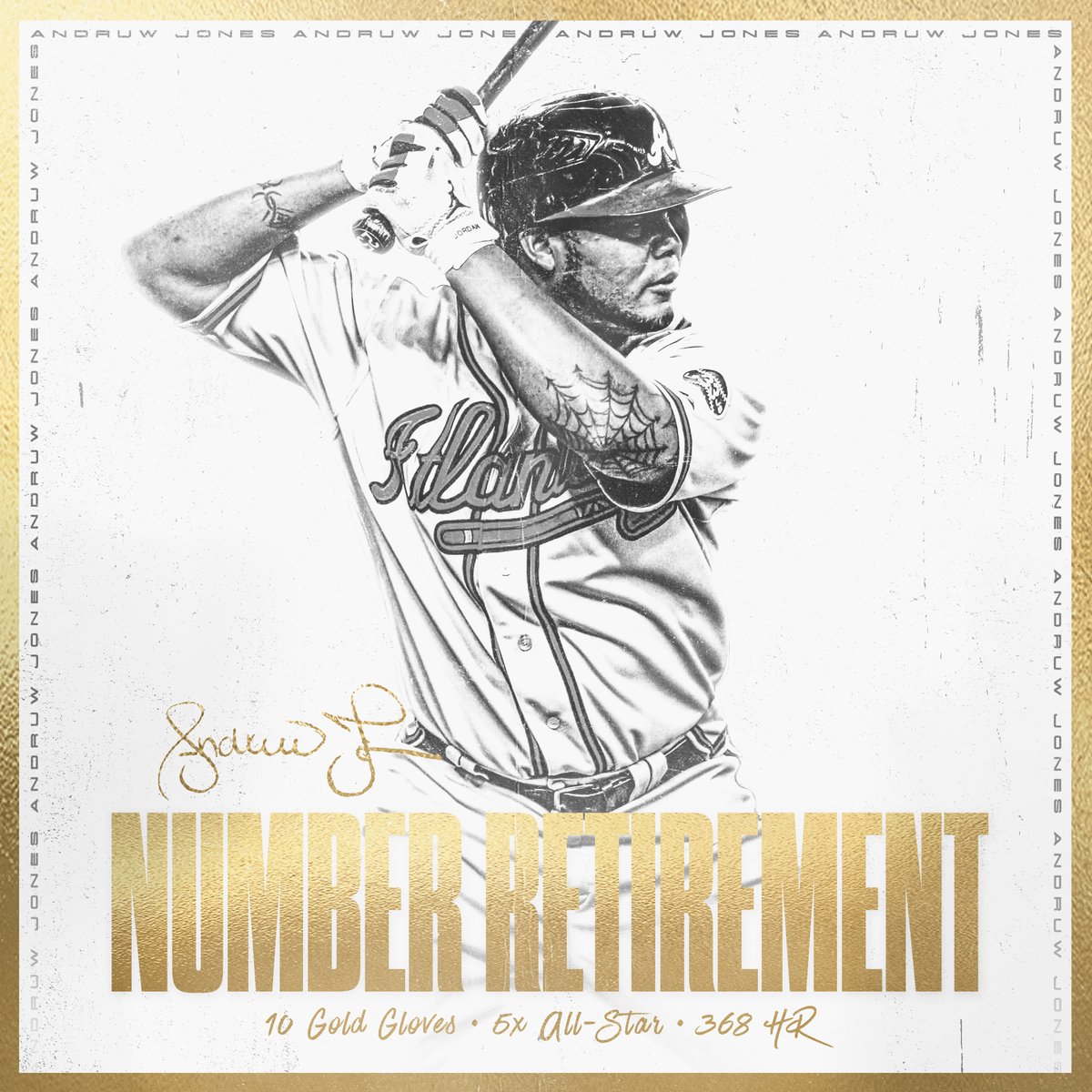 FanDuelSNBraves's tweet photo. 𝐍𝐨. 𝟐𝟓 will be retired by the @Braves.

Congratulations @andruwjones25 ✨ https://t.co/BGagQ4iLjB