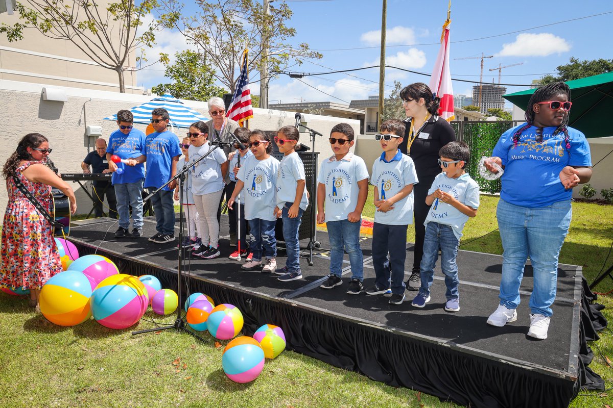 Miamilighthouse's tweet photo. Our Miami Lighthouse Academy students performed “I Love the Mountains” during our new playground expansion ribbon cutting ceremony! 😊💛

#itspossibletoseewithoutsight #miamilighthouse #supportkids https://t.co/G2UljIrSAu