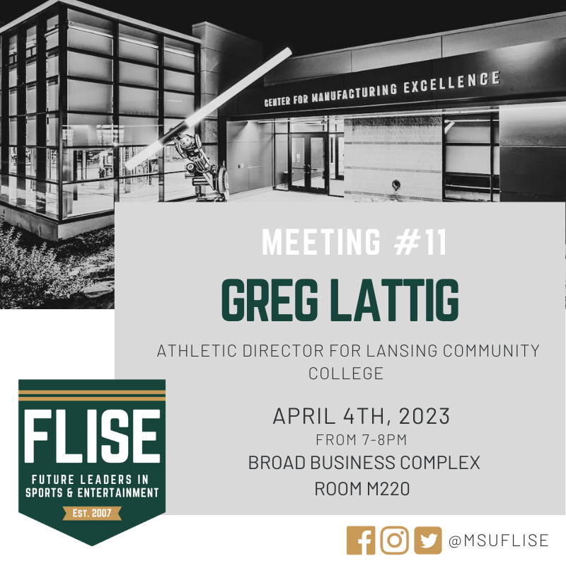 MSUFLISE's tweet photo. Get ready for our next meeting with Greg Lattig tomorrow. We look forward to seeing you there!! https://t.co/hg1K1FspFR