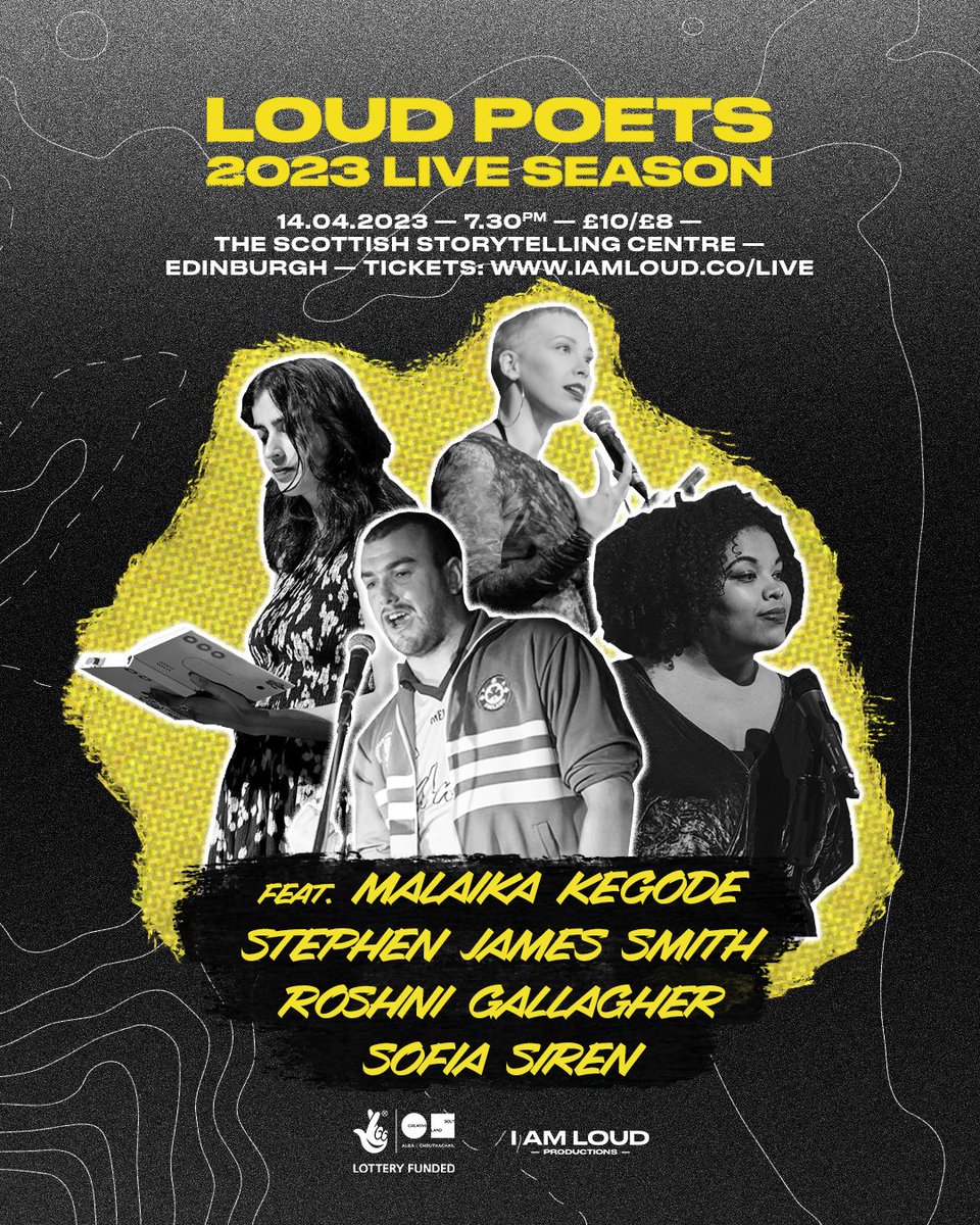 IAmLoudPro's tweet image. We'll be back at the Scottish Storytelling Centre on Friday 14th April!

This time, we welcome @MalaikaKegode, @SJSwords, @roshnigallagher, &amp;amp; Sofia Siren for an excellent evening of spoken word poetry!

Tickets are on sale now: …storytellingcentre.online.red61.co.uk/event/913:4613…

#IAmLoudPro #LoudPoets