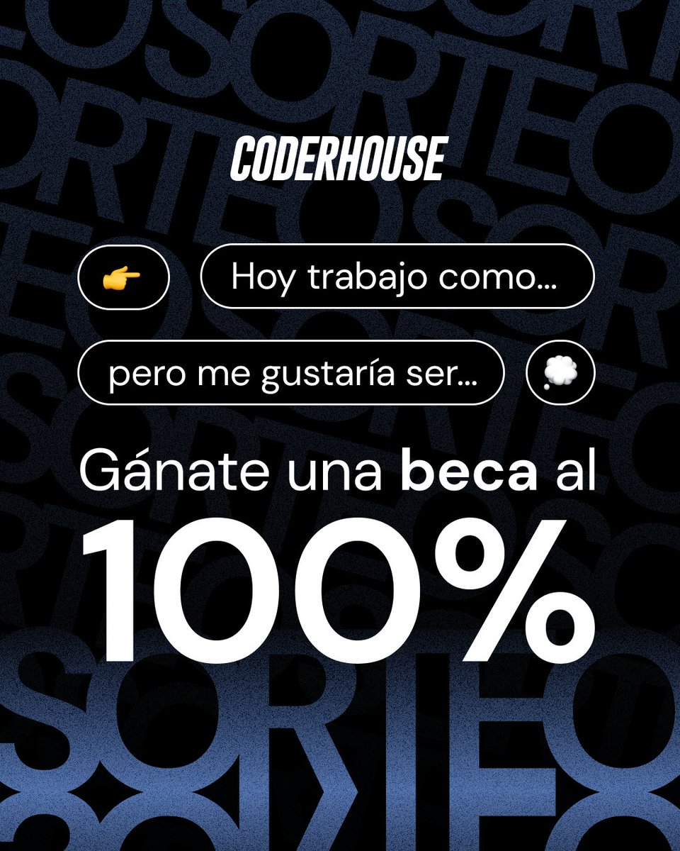 ¡Sorteamos dos becas al 100% para nuestros cursos! 🥳

👉 Síguenos, dale RT y completa la frase de la imagen.
👉 Participa hasta este martes 4/4 a las 5pm 🇦🇷2pm 🇲🇽 Desde cualquier parte del mundo 🌎

✅ Importante: 
Las dos personas ganadoras deberán confirmar el curso elegido en