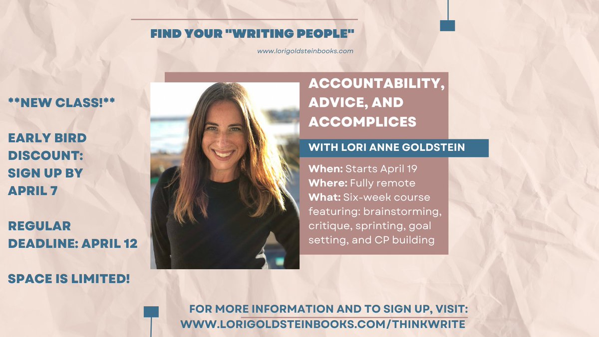 Don't go it alone! I'd be lost without my writing friends, who hold me accountable every day. Join me and let's help you find your own writing people! More info: lorigoldsteinbooks.com/currentclassof… #WritingCommunity