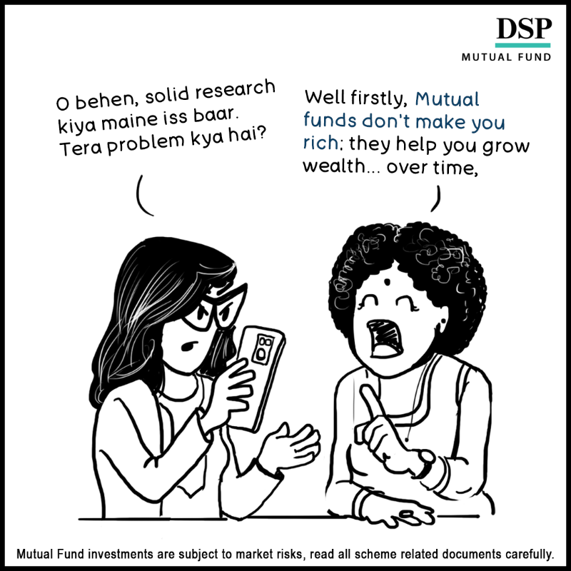 dspmf's tweet photo. #Buckबक - Conversations on investments, simplified for the common man.

Presenting Episode 1: The one where she fell for the myth of 'the best fund.'