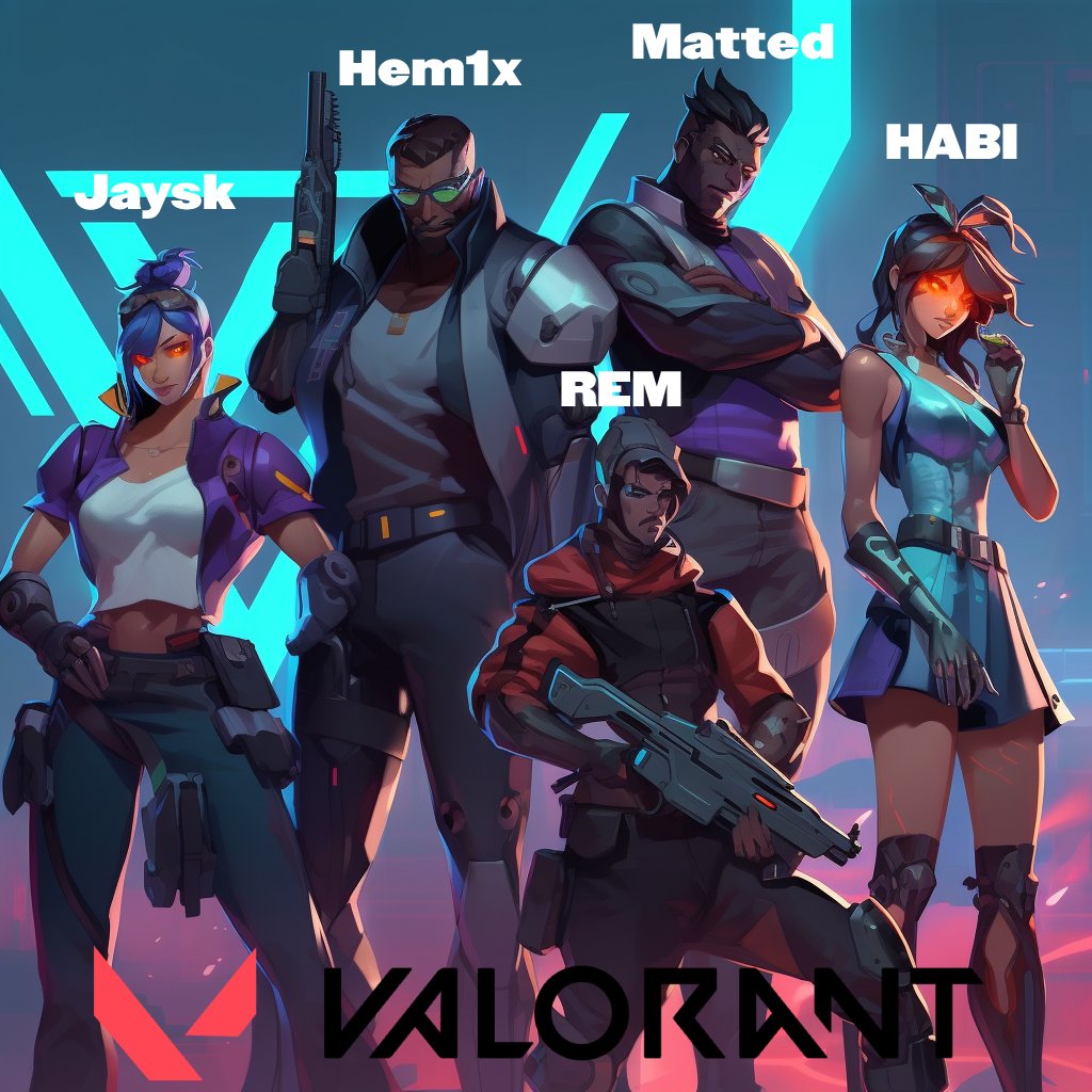 📢 The wait is over! 📢

We are excited to announce that our new #Valorant game section is now live, featuring a talented team of players who are ready to take on the competition! 💥

Our roster includes:
@jskVALO 
<a href="/HemiX_2K1/">Hem1x</a> 
<a href="/REM_VALORANT/">REM</a> 
<a href="/MattedVALO/">Matted</a> 
<a href="/HABI_VAL/">HABI</a>