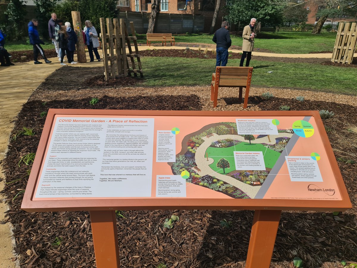 NewhamLondon's tweet photo. Our Covid memorial garden was unveiled today in Plaistow Park. The memorial garden is dedicated to residents who died of Covid-19.

The garden was officially opened to the public at a ceremony earlier on today. Over 100 residents came out to be part of the unveiling moment. https://t.co/tCsqivZmMj