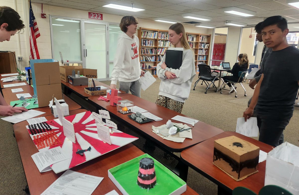 AngelaRiffle's tweet photo. @WFreshtweets Check out Mrs. Booker's World History classes' WWII Memorials Gallery Walk. They chose a topic to memorialize, learned about creating memorials, researched, created models, gave/received peer feedback, and wrote descriptions. Wow! #WEareLakota #WEareEmpowered https://t.co/asEyhL3boW