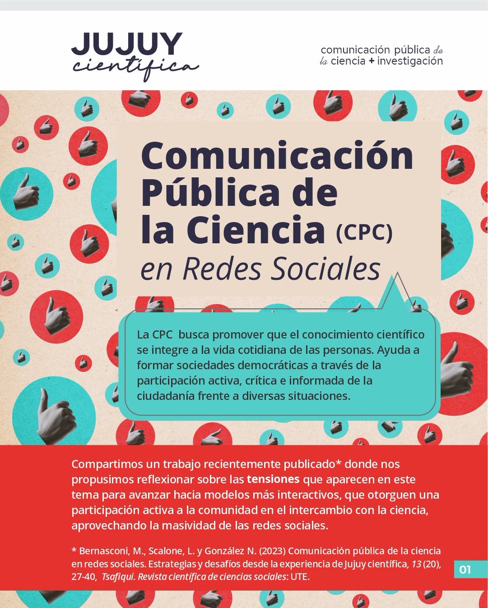 JUJUY CIENTÍFICA: comunicación pública de la ciencia + investigación

En el marco de las actividades de investigación del equipo de Jujuy científica, nos propusimos estudiar la comunicación pública de la ciencia (CPC) en redes sociales a partir de nuestro propio caso.