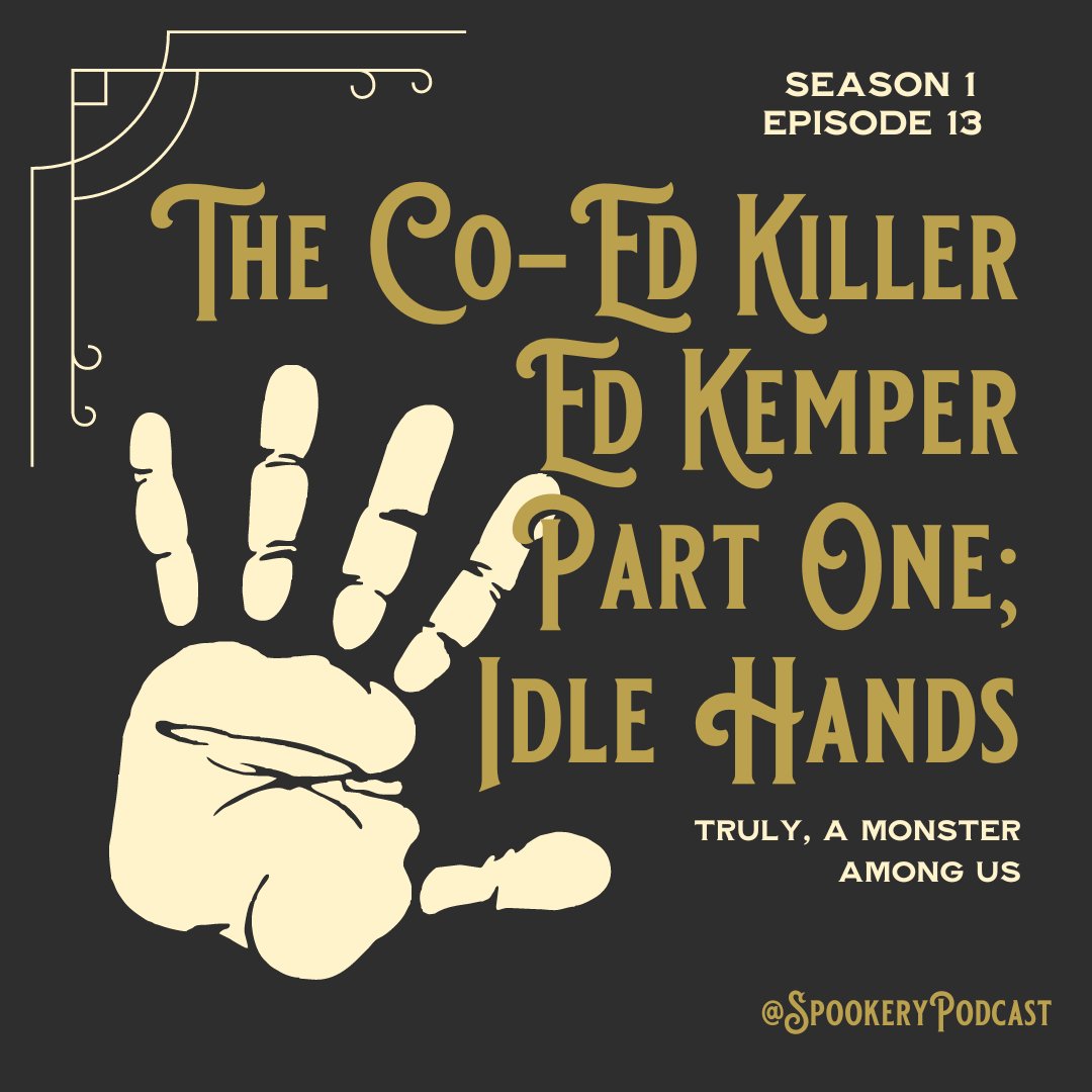 SpookeryPodcast's tweet photo. Our High Profile Case is out now! Allow us to introduce Ed Kemper, a monster among men. This episode is an absolute doozy, so hold onto your butts, Alana's about to take us on a deep dive on the man known as the Co-Ed Killer... https://t.co/UqOWHyRmjy https://t.co/1cFaxc5fMQ