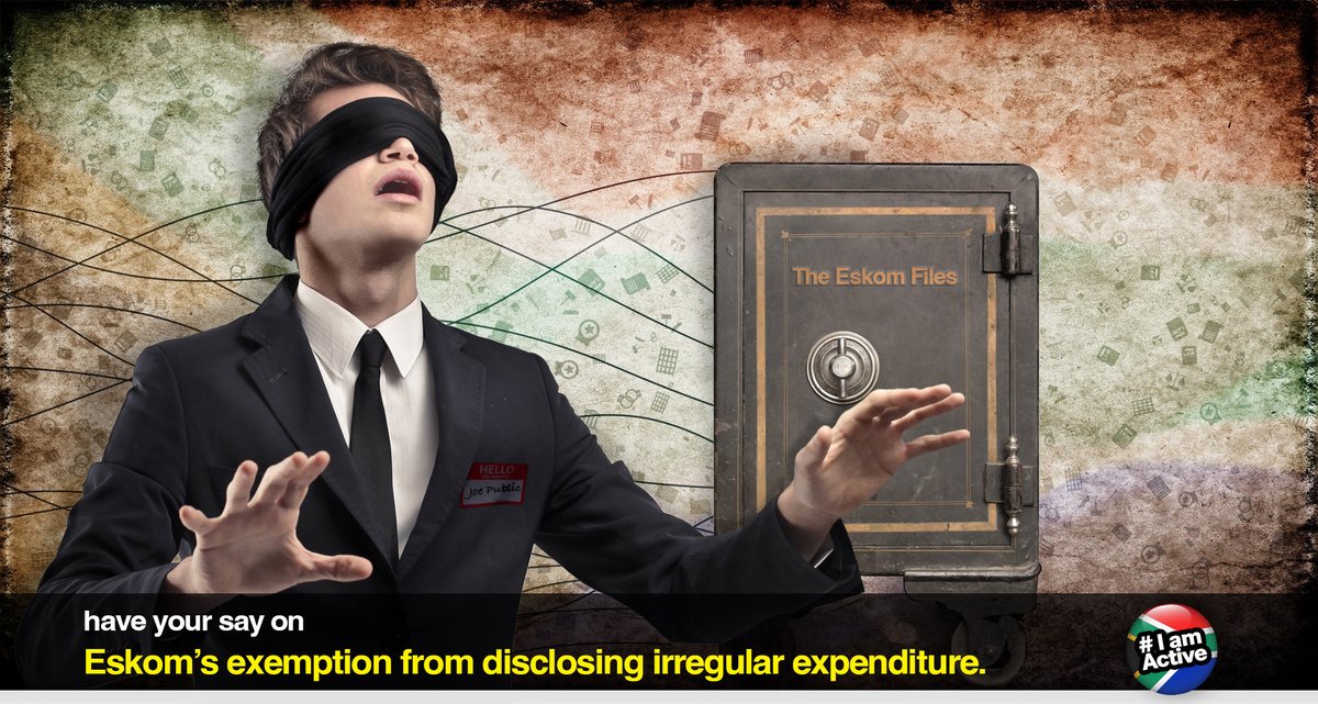 HAVE YOUR SAY – Eskom irregular exemption

Do you support Minister Enoch Godongwana's decision to allow Eskom to hide irregular, fruitless and wasteful expenditure from 2022 to 2025?

Have your say at the link; dearsouthafrica.co.za/eskom-irreglar…